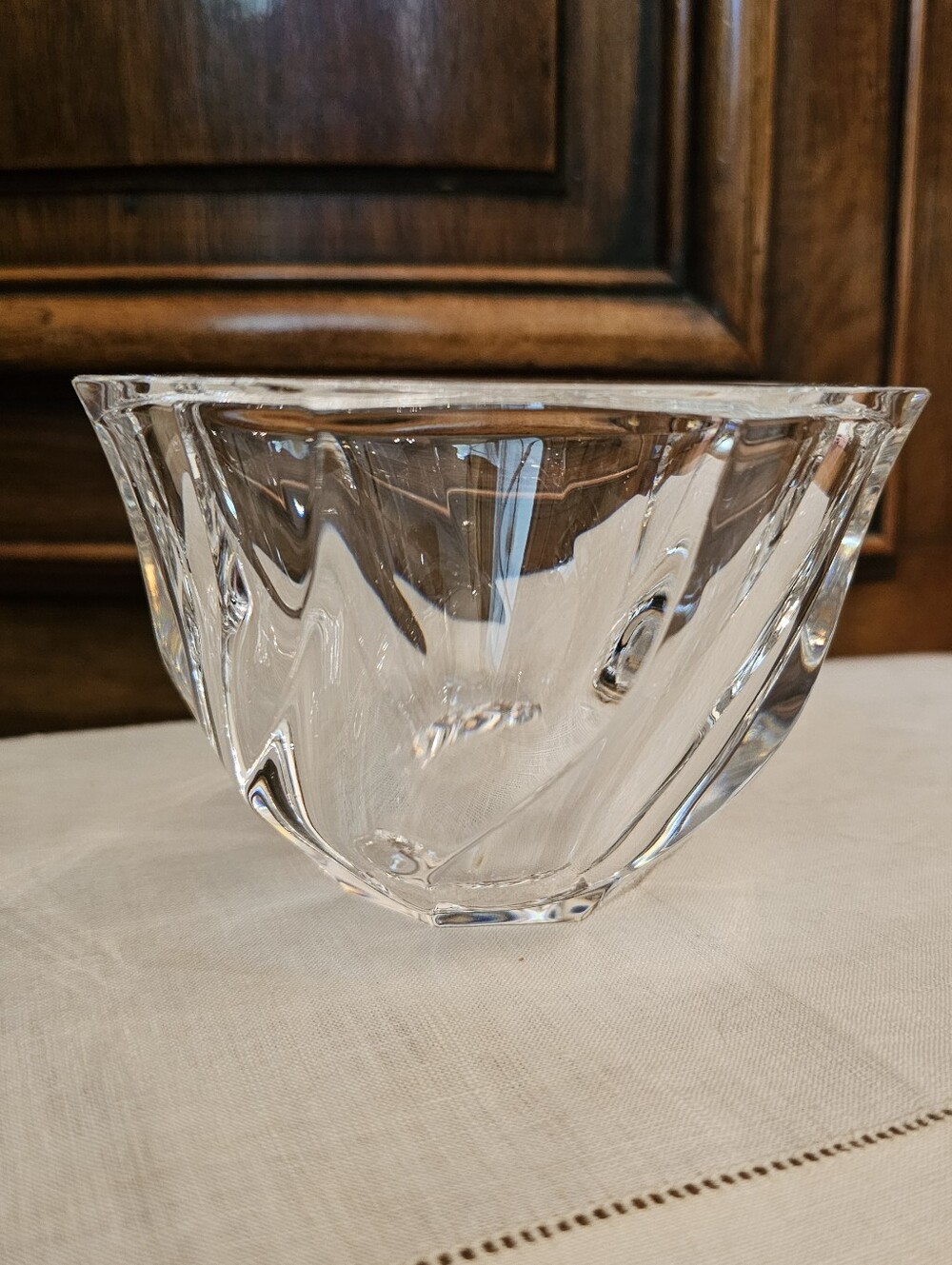 Orrefors Residence Small Crystal Swirl Bowl Trinket Dish Heavy Thick
